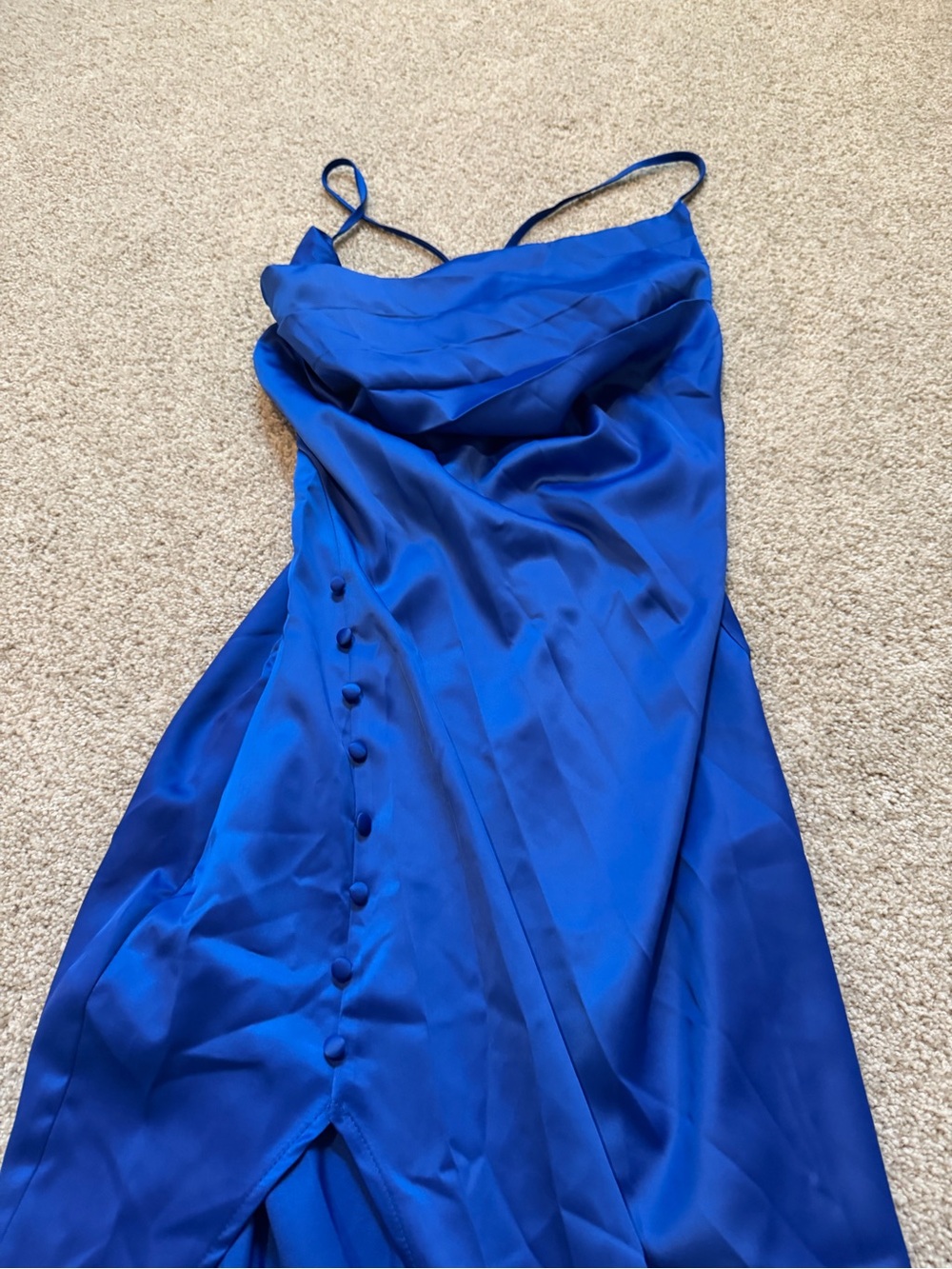 Boohoo Cobalt Blue Satin Strapless Slip Dress